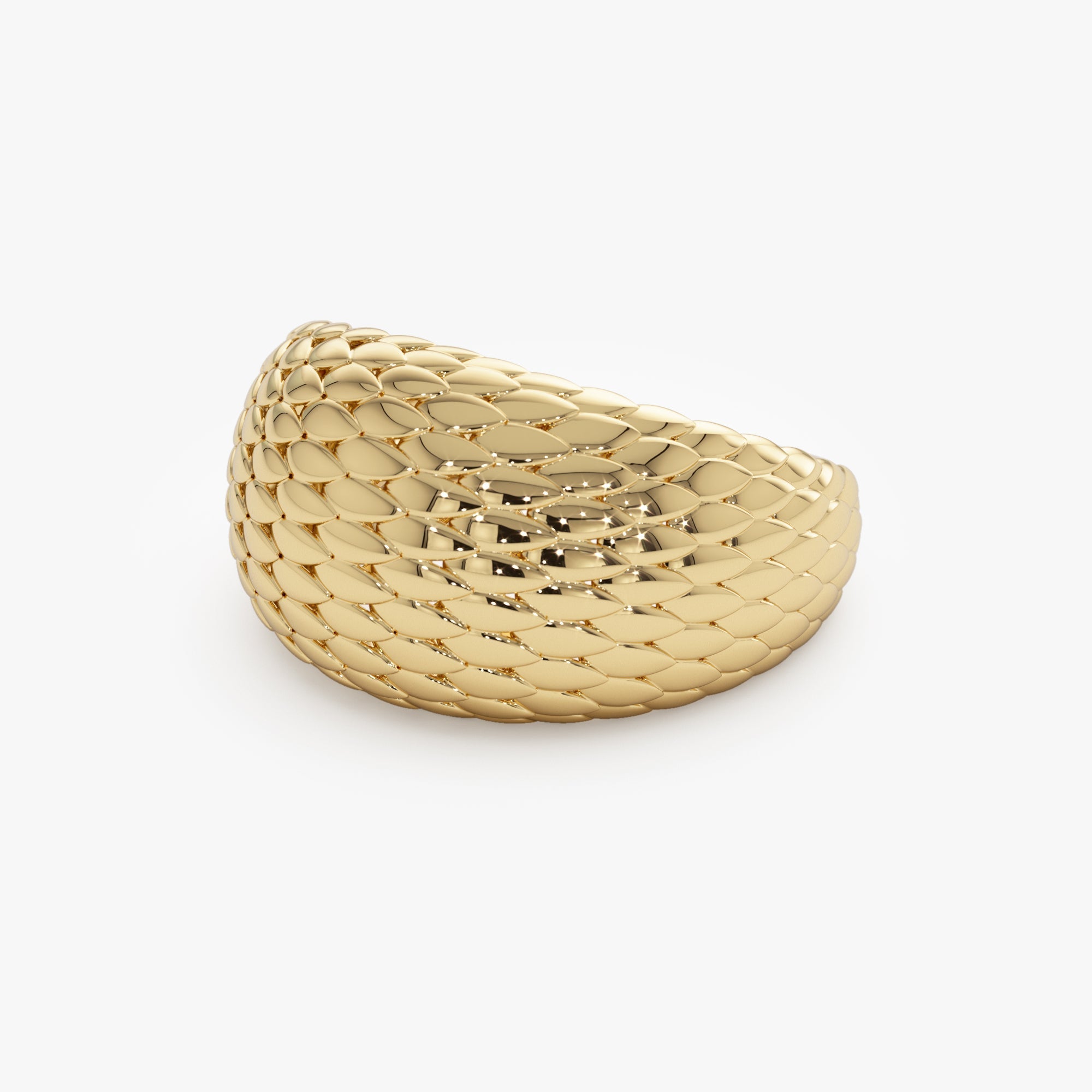 14K Chunky Snake Skin Texture Ring - GeumJewels