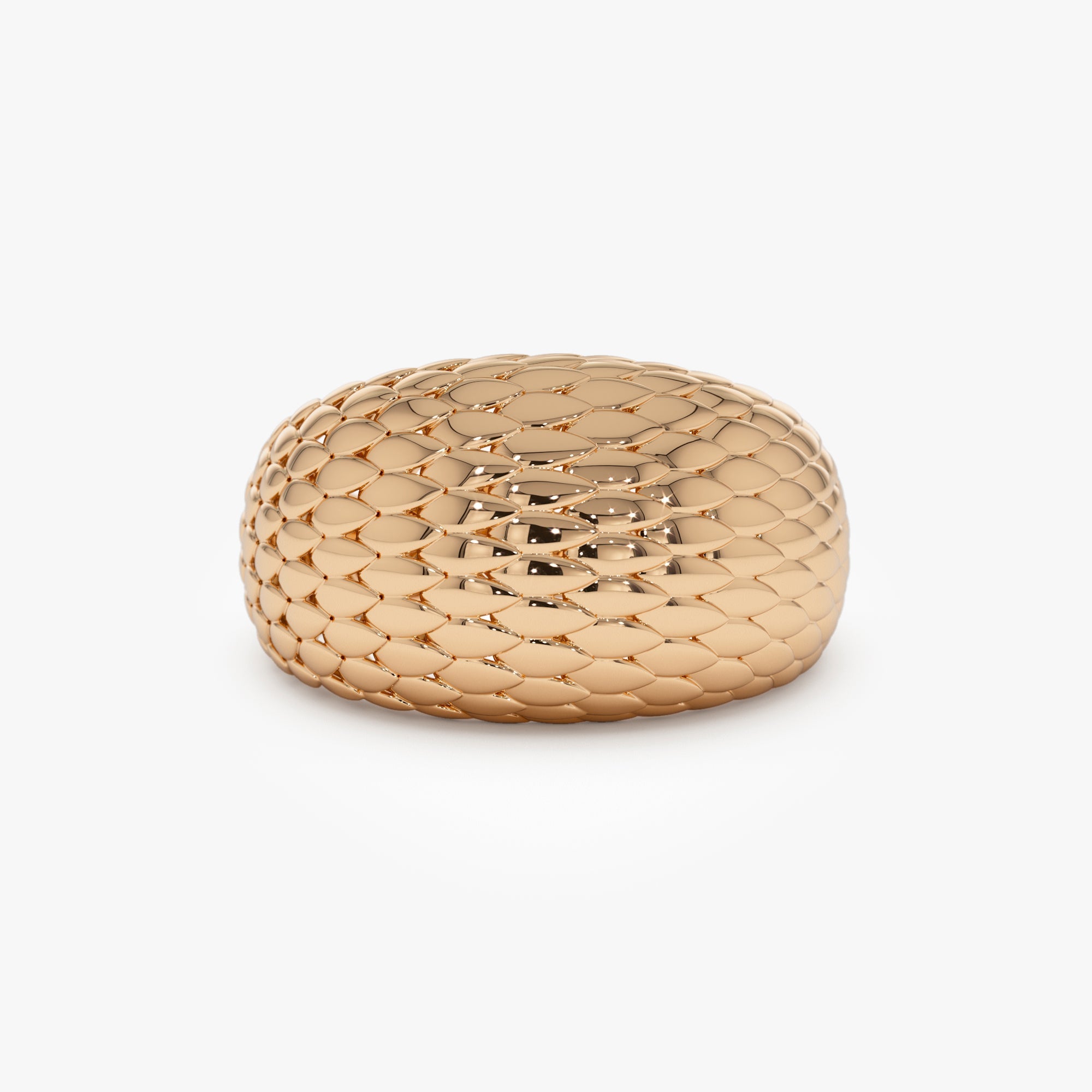 14K Chunky Snake Skin Texture Ring - GeumJewels