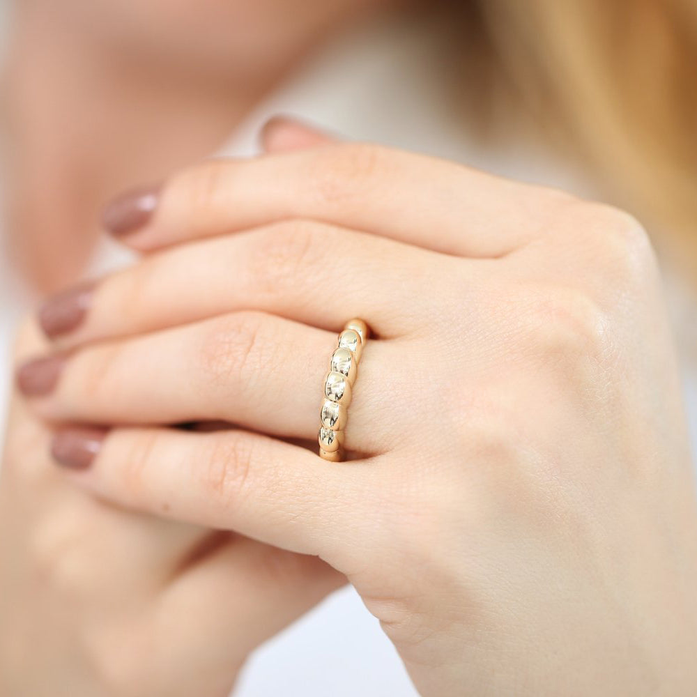 14k Chunky Twisted Dome Ring - GeumJewels