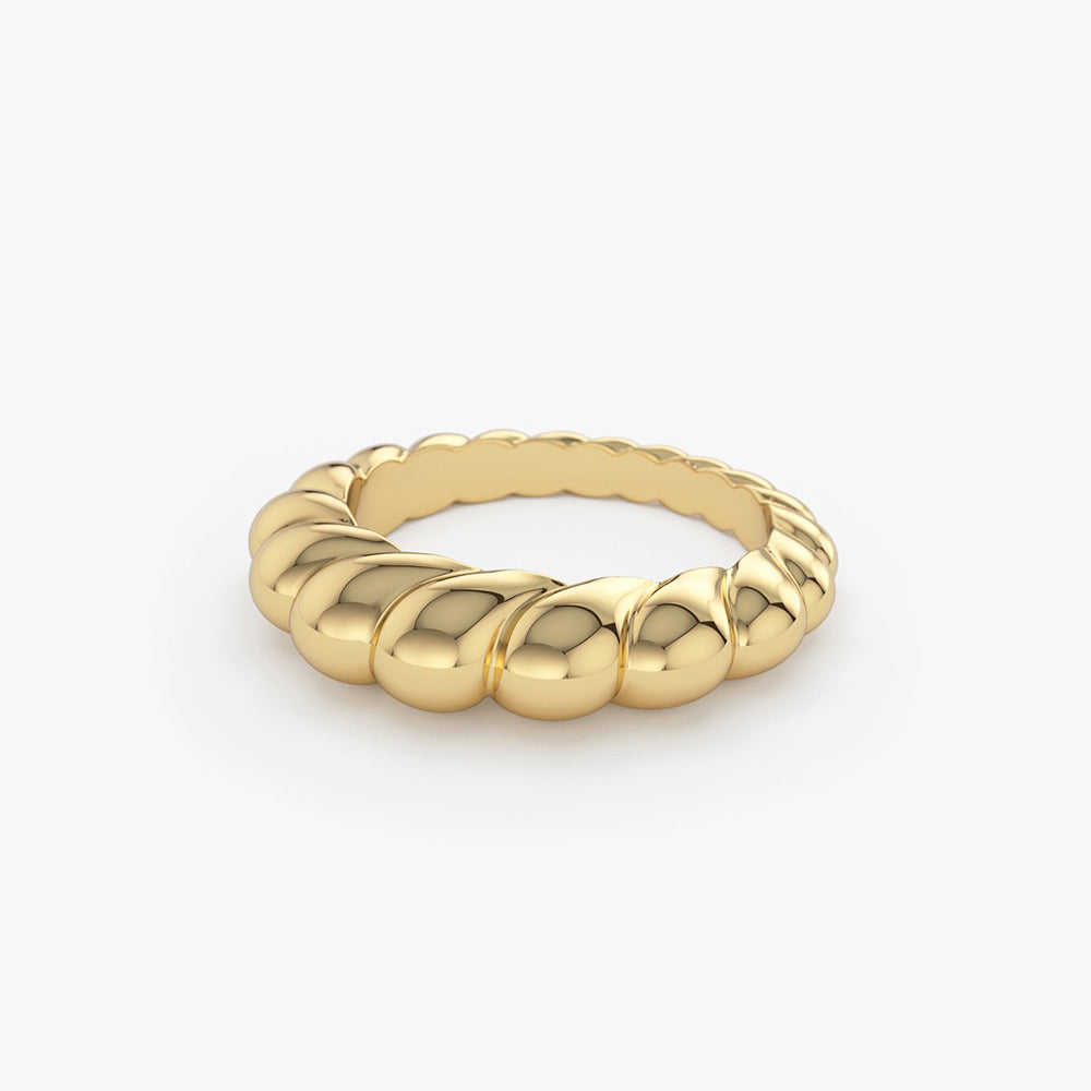 14k Chunky Twisted Dome Ring - GeumJewels
