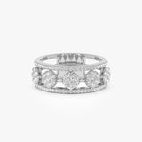 14K Circle Cluster Diamond Band Ring - GeumJewels