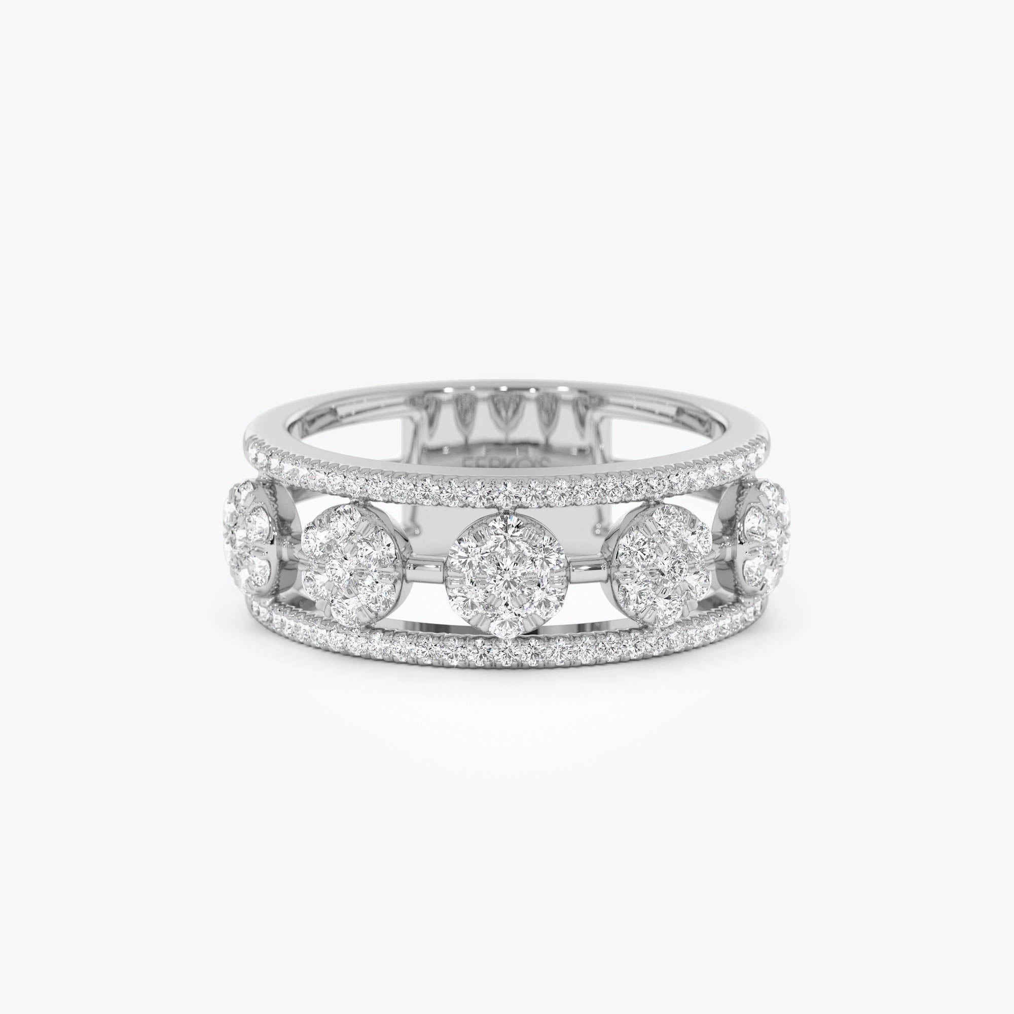 14K Circle Cluster Diamond Band Ring - GeumJewels