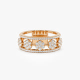 14K Circle Cluster Diamond Band Ring - GeumJewels