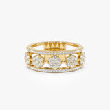 14K Circle Cluster Diamond Band Ring - GeumJewels