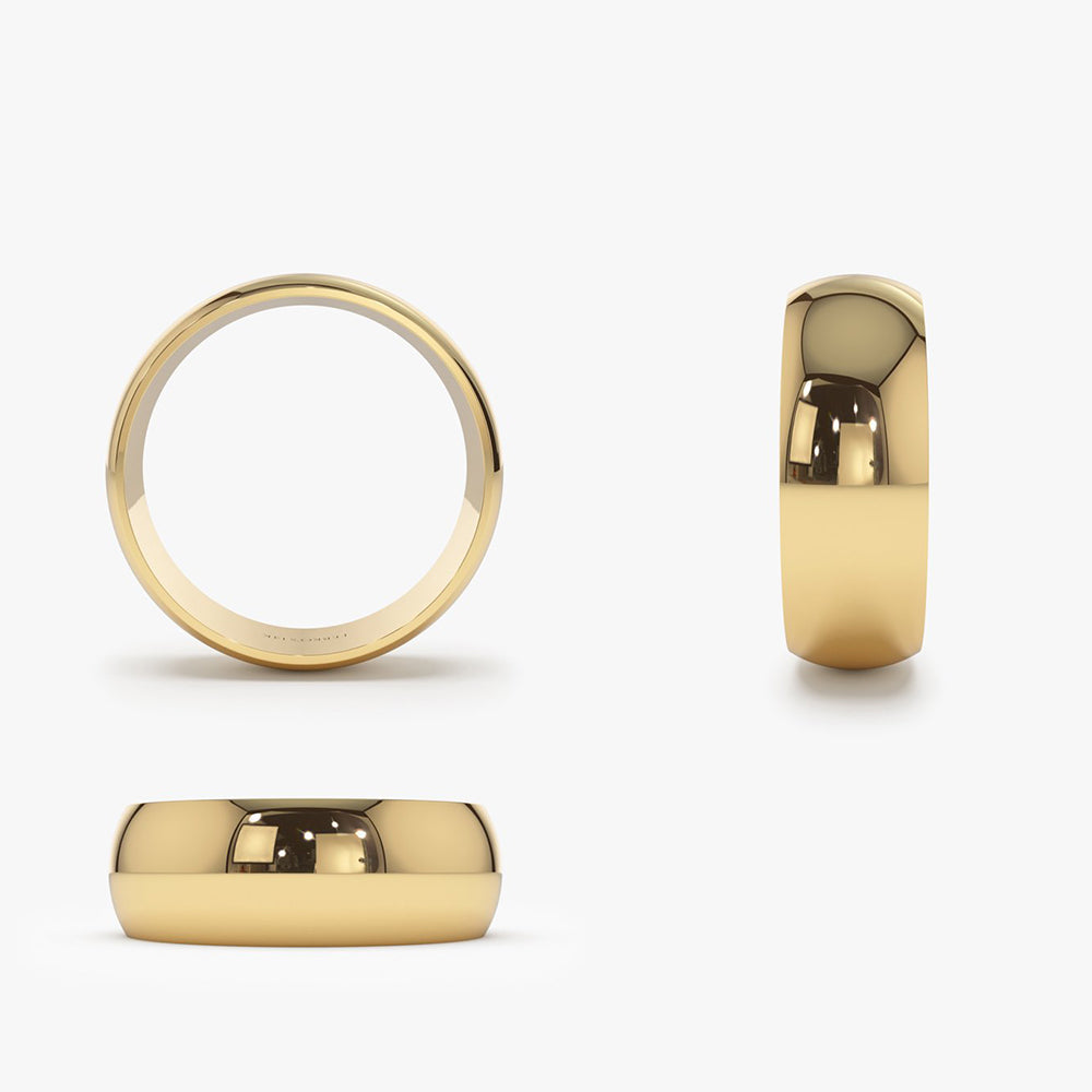 14k Classic 6MM Dome Wedding Ring - GeumJewels