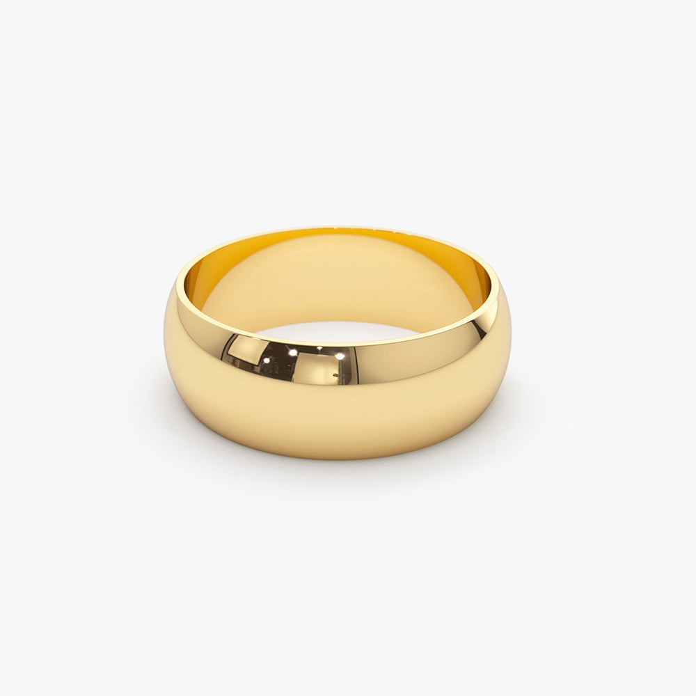 14k Classic 6MM Dome Wedding Ring - GeumJewels