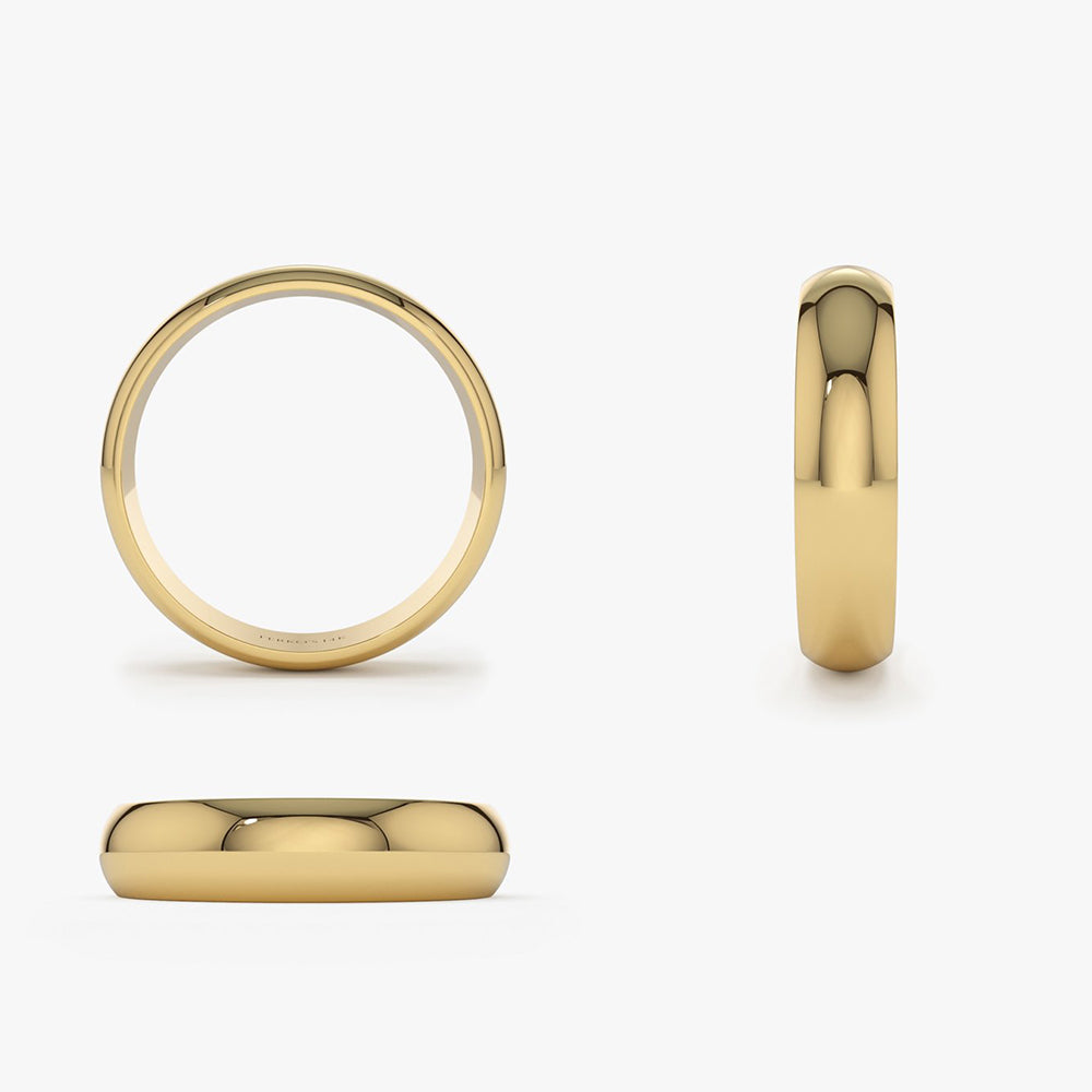 14k Classic Dome 4MM Unisex Wedding Ring - GeumJewels