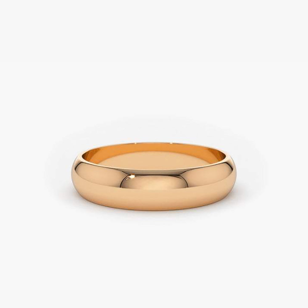 14k Classic Dome 4MM Unisex Wedding Ring - GeumJewels