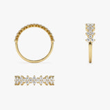 14k Cluster Diamond Half Eternity Wedding Band - GeumJewels