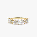 14k Cluster Diamond Half Eternity Wedding Band - GeumJewels