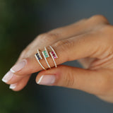 14k Cross Over Diamond Ring with Round Rubies - GeumJewels
