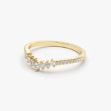 14k Curved Graduating Diamond Wedding Band - GeumJewels
