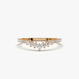 14k Curved Graduating Diamond Wedding Band - GeumJewels