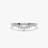 14k Curved Graduating Diamond Wedding Band - GeumJewels