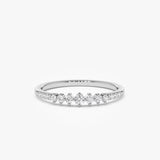 14k Dainty Graduating Diamond Wedding Ring - GeumJewels