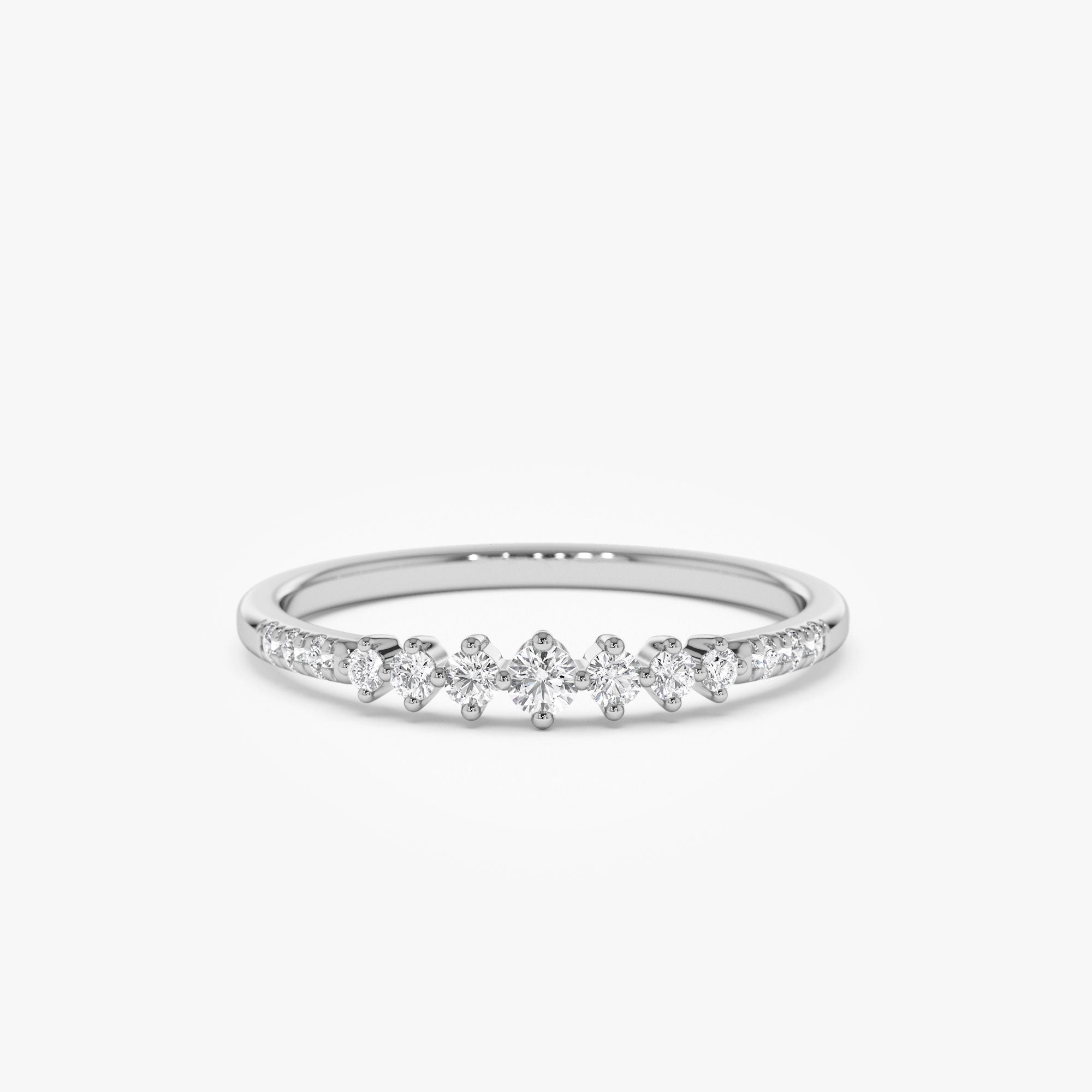 14k Dainty Graduating Diamond Wedding Ring - GeumJewels