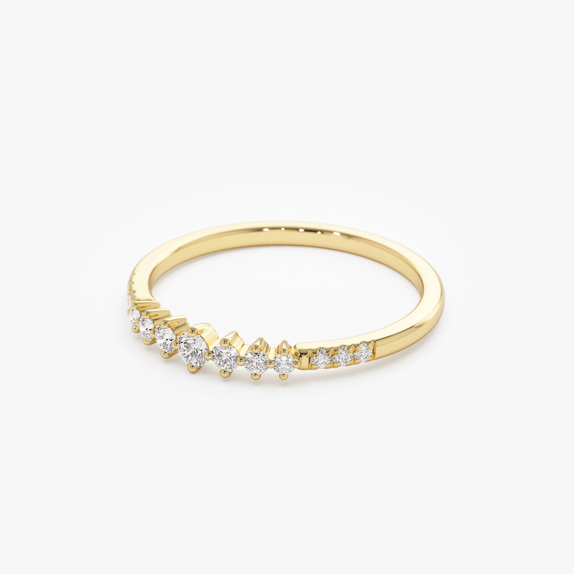 14k Dainty Graduating Diamond Wedding Ring - GeumJewels