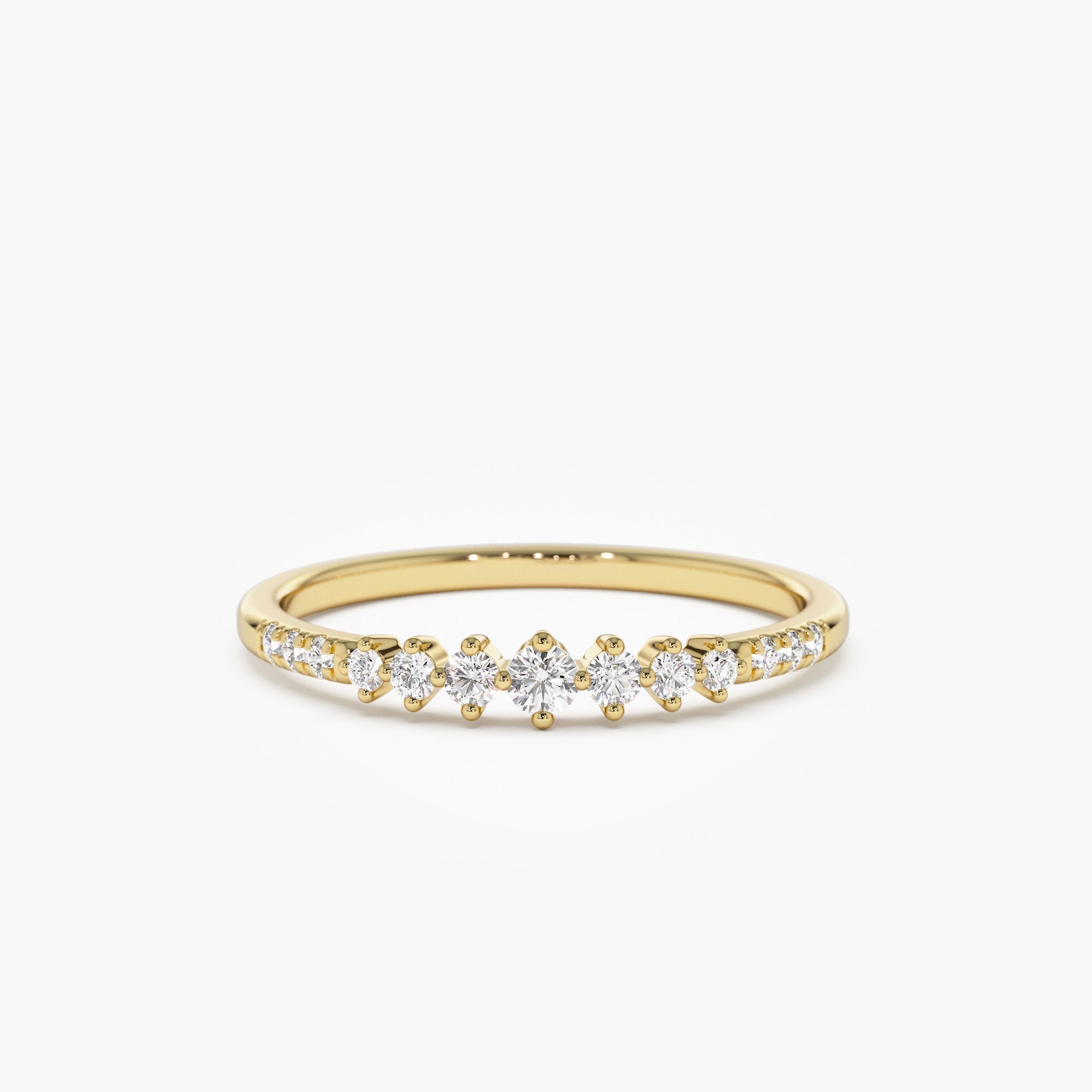 14k Dainty Graduating Diamond Wedding Ring - GeumJewels