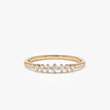 14k Dainty Graduating Diamond Wedding Ring - GeumJewels