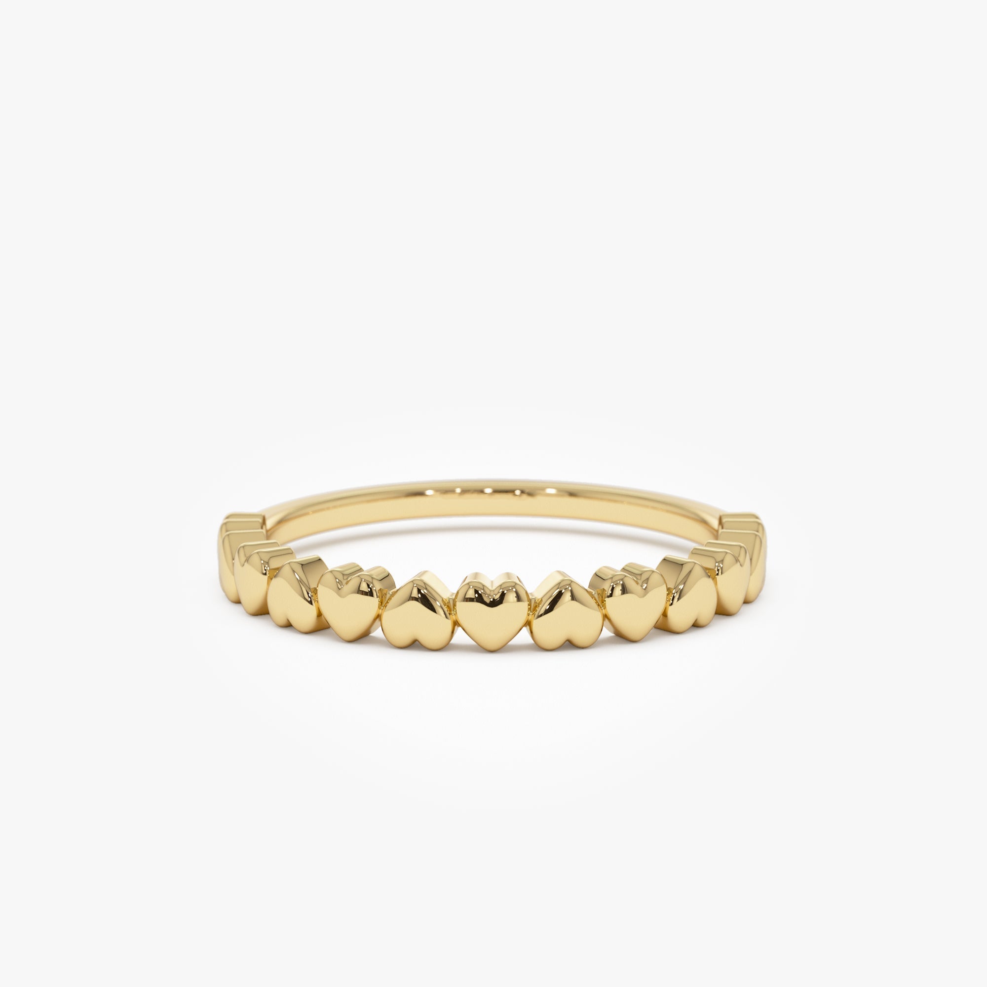 14k Dainty Heart Stacking Gold Ring - GeumJewels