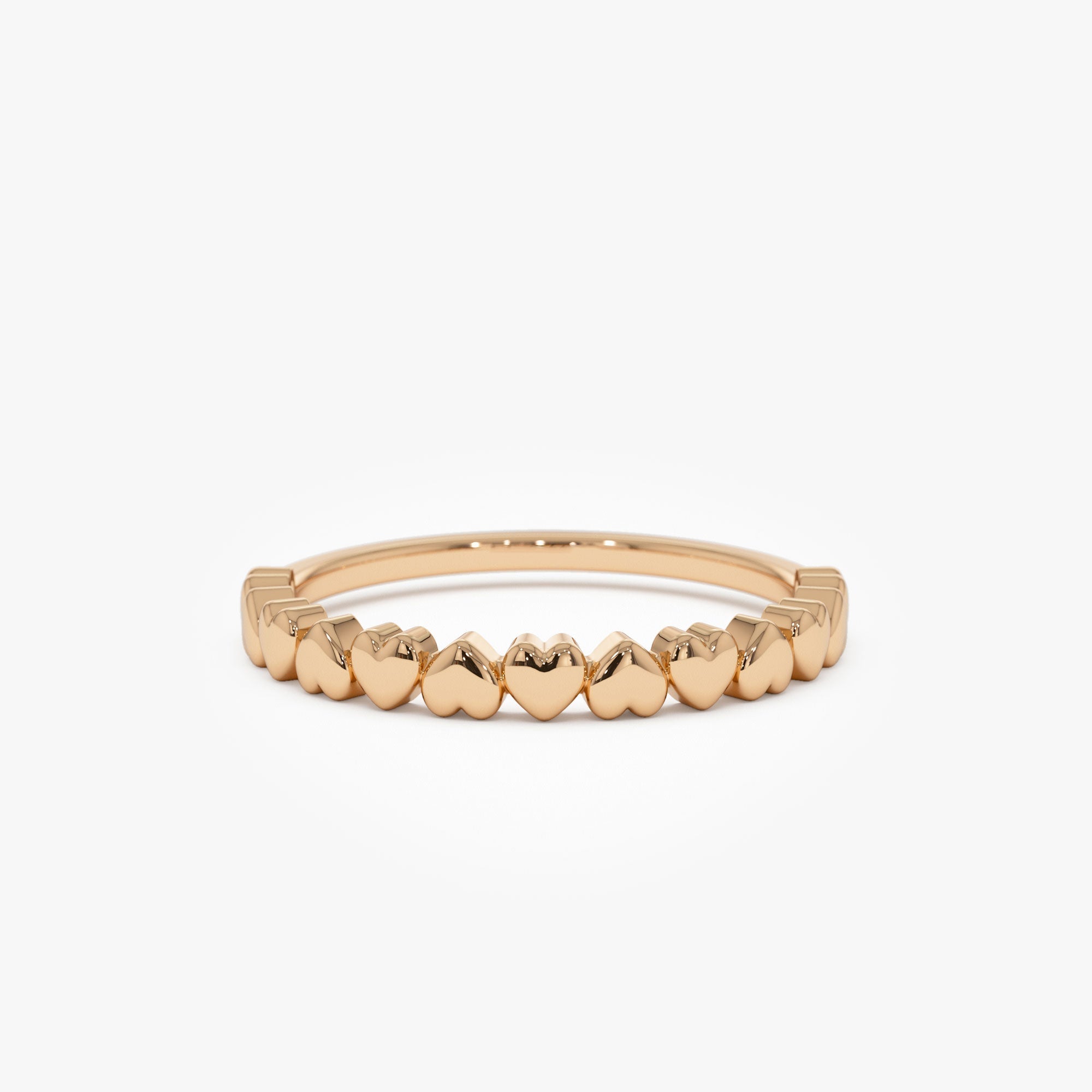 14k Dainty Heart Stacking Gold Ring - GeumJewels