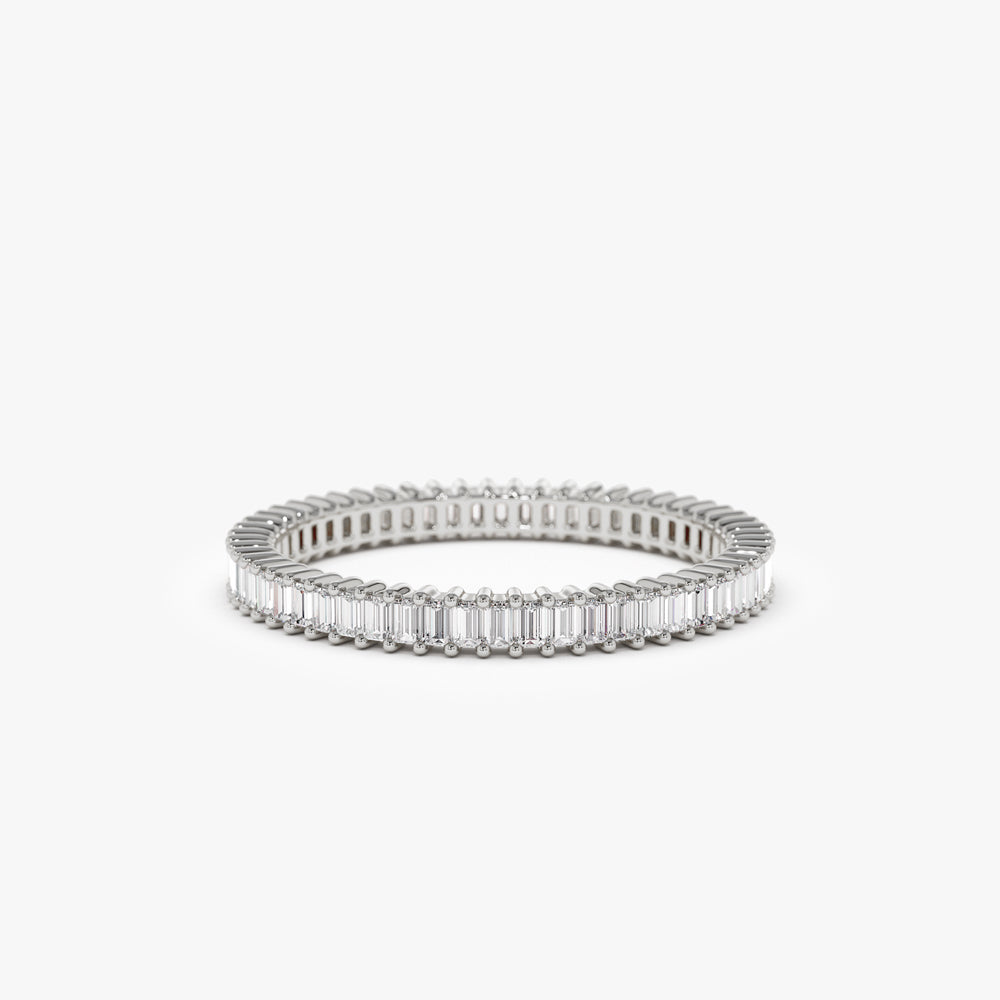 14k Dainty Stackable Full Eternity Baguette Diamond Ring - GeumJewels