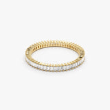 14k Dainty Stackable Full Eternity Baguette Diamond Ring - GeumJewels