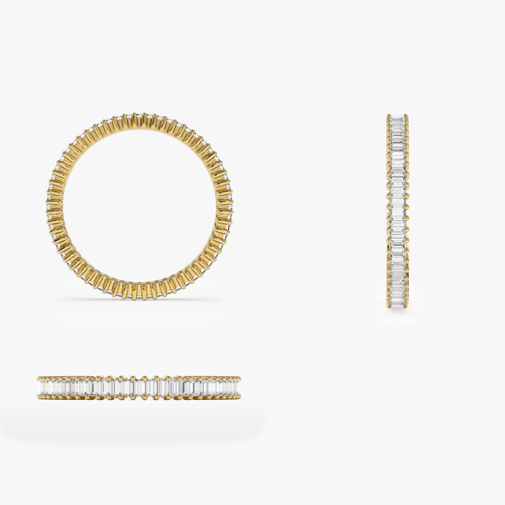 14k Dainty Stackable Full Eternity Baguette Diamond Ring - GeumJewels