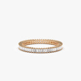 14k Dainty Stackable Full Eternity Baguette Diamond Ring - GeumJewels
