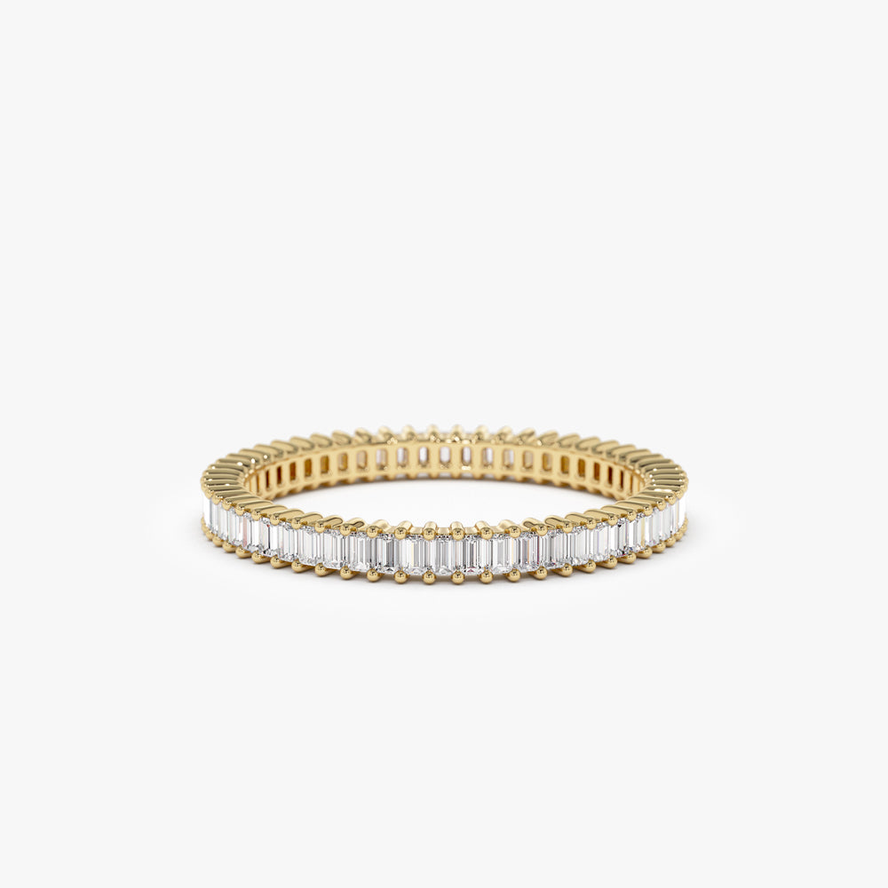 14k Dainty Stackable Full Eternity Baguette Diamond Ring - GeumJewels