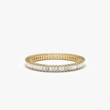 14k Dainty Stackable Full Eternity Baguette Diamond Ring - GeumJewels
