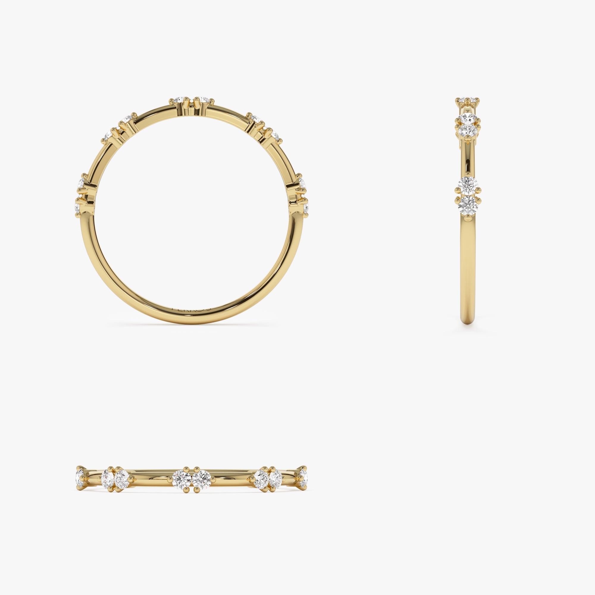 14k Dainty Stacking Diamond Wedding Band - GeumJewels