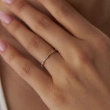 14k Dainty Stacking Diamond Wedding Band - GeumJewels