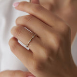 14k Dainty Stacking Diamond Wedding Band - GeumJewels