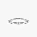 14k Dainty Stacking Diamond Wedding Band - GeumJewels