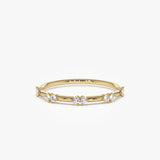 14k Dainty Stacking Diamond Wedding Band - GeumJewels
