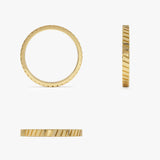 14k Diagonal Fluted Band Ring - GeumJewels