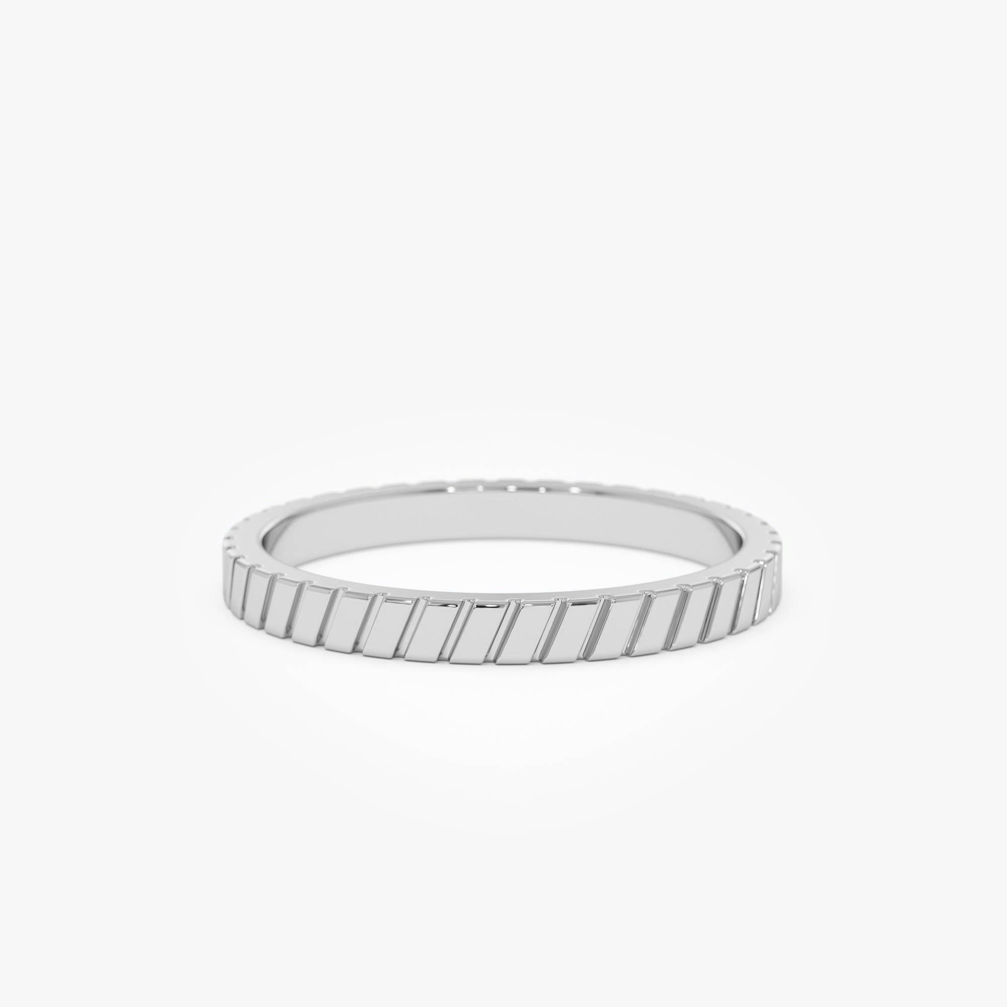 14k Diagonal Fluted Band Ring - GeumJewels