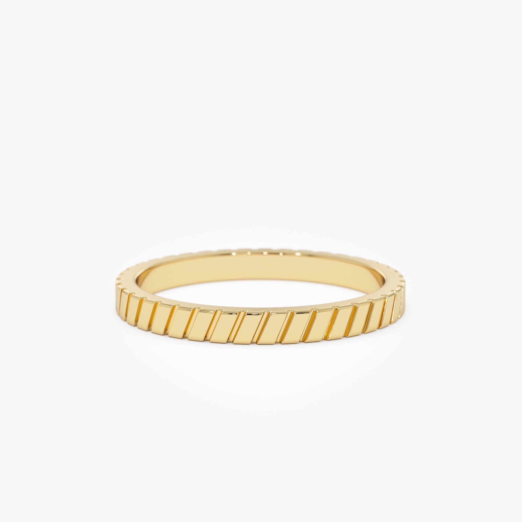 14k Diagonal Fluted Band Ring - GeumJewels