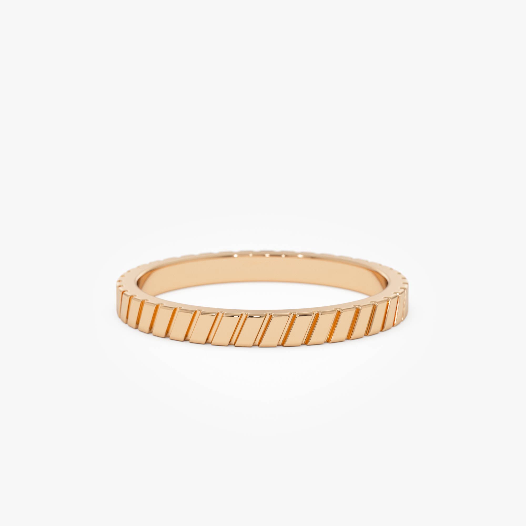 14k Diagonal Fluted Band Ring - GeumJewels