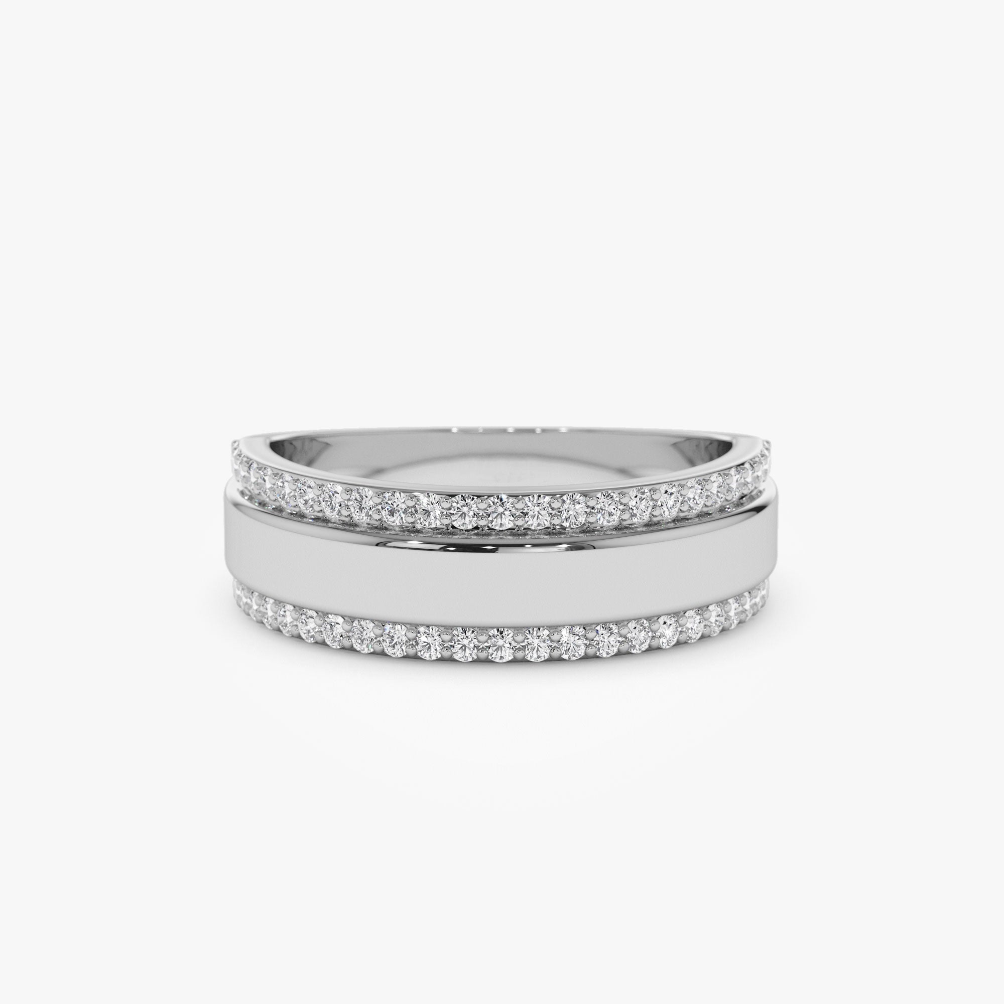 14k Diamond Diamond Edge Wedding Band - GeumJewels