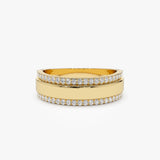 14k Diamond Diamond Edge Wedding Band - GeumJewels