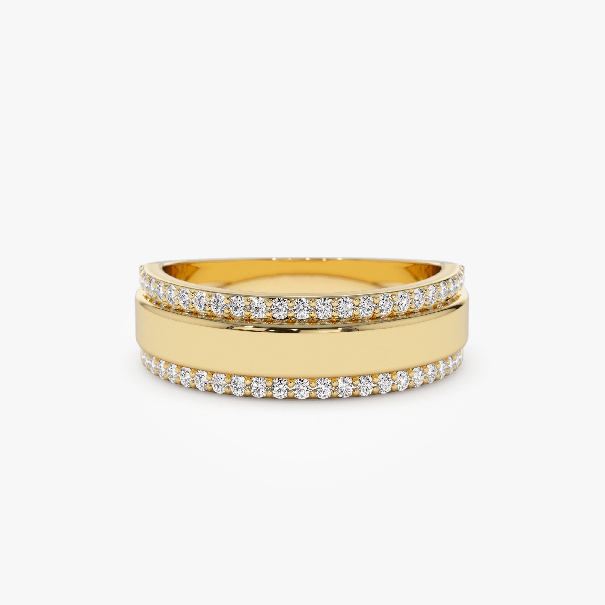 14k Diamond Diamond Edge Wedding Band - GeumJewels