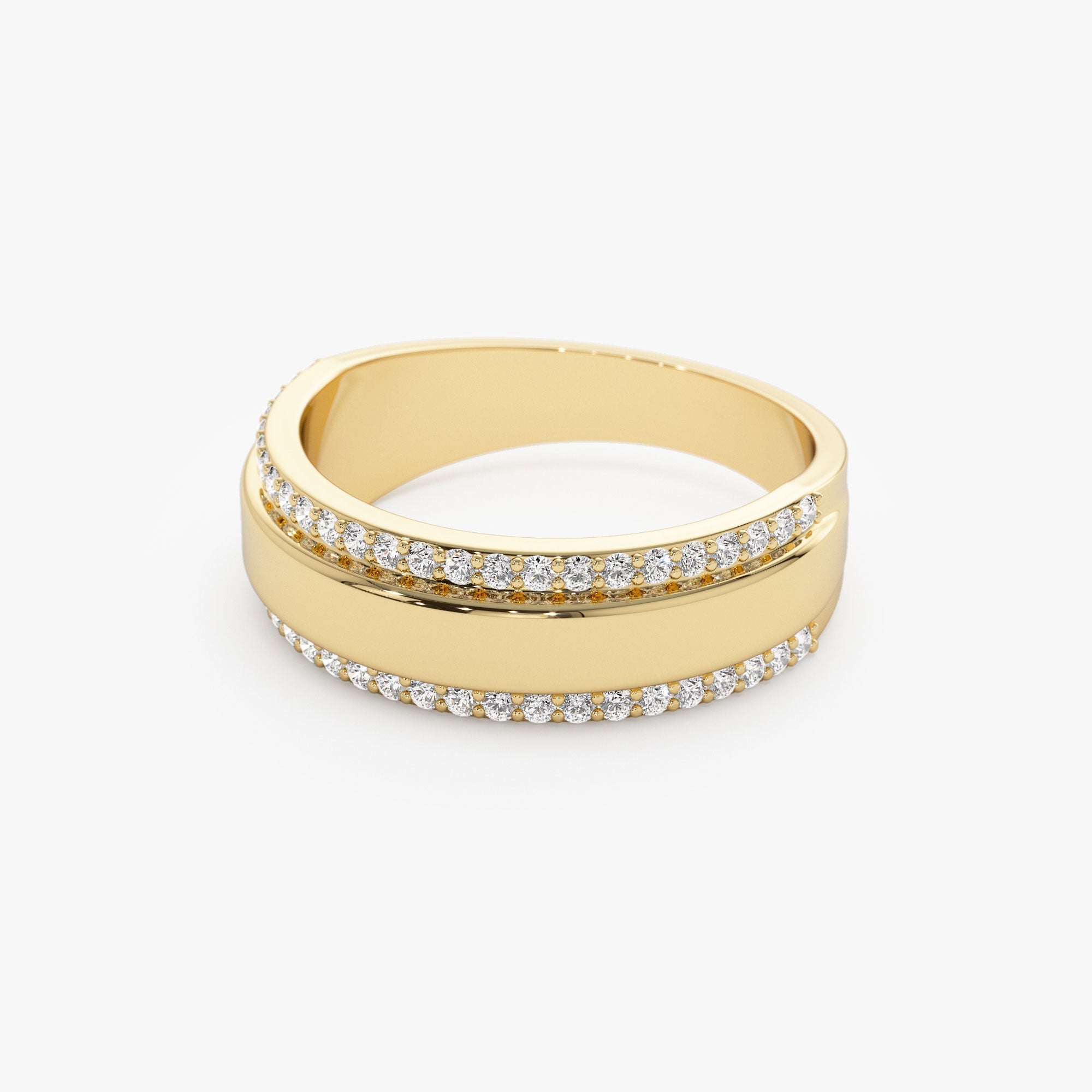 14k Diamond Diamond Edge Wedding Band - GeumJewels