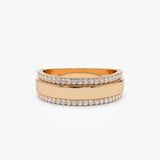 14k Diamond Diamond Edge Wedding Band - GeumJewels
