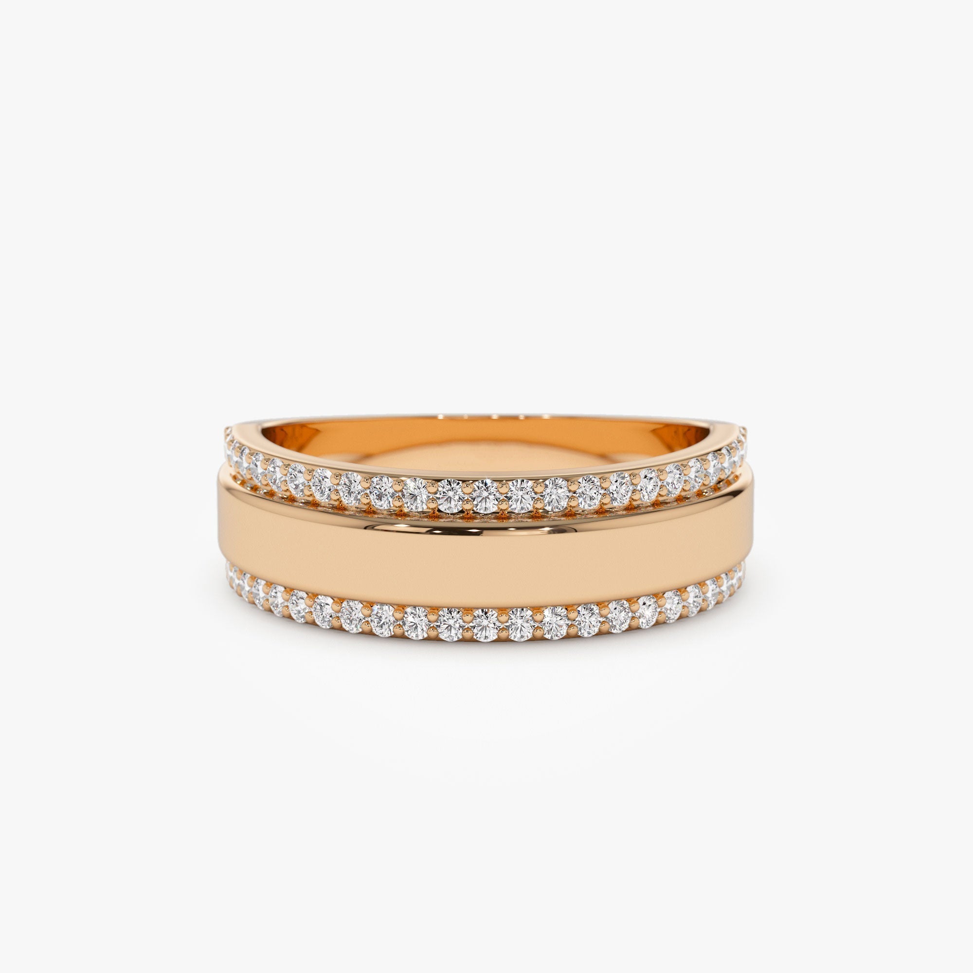 14k Diamond Diamond Edge Wedding Band - GeumJewels