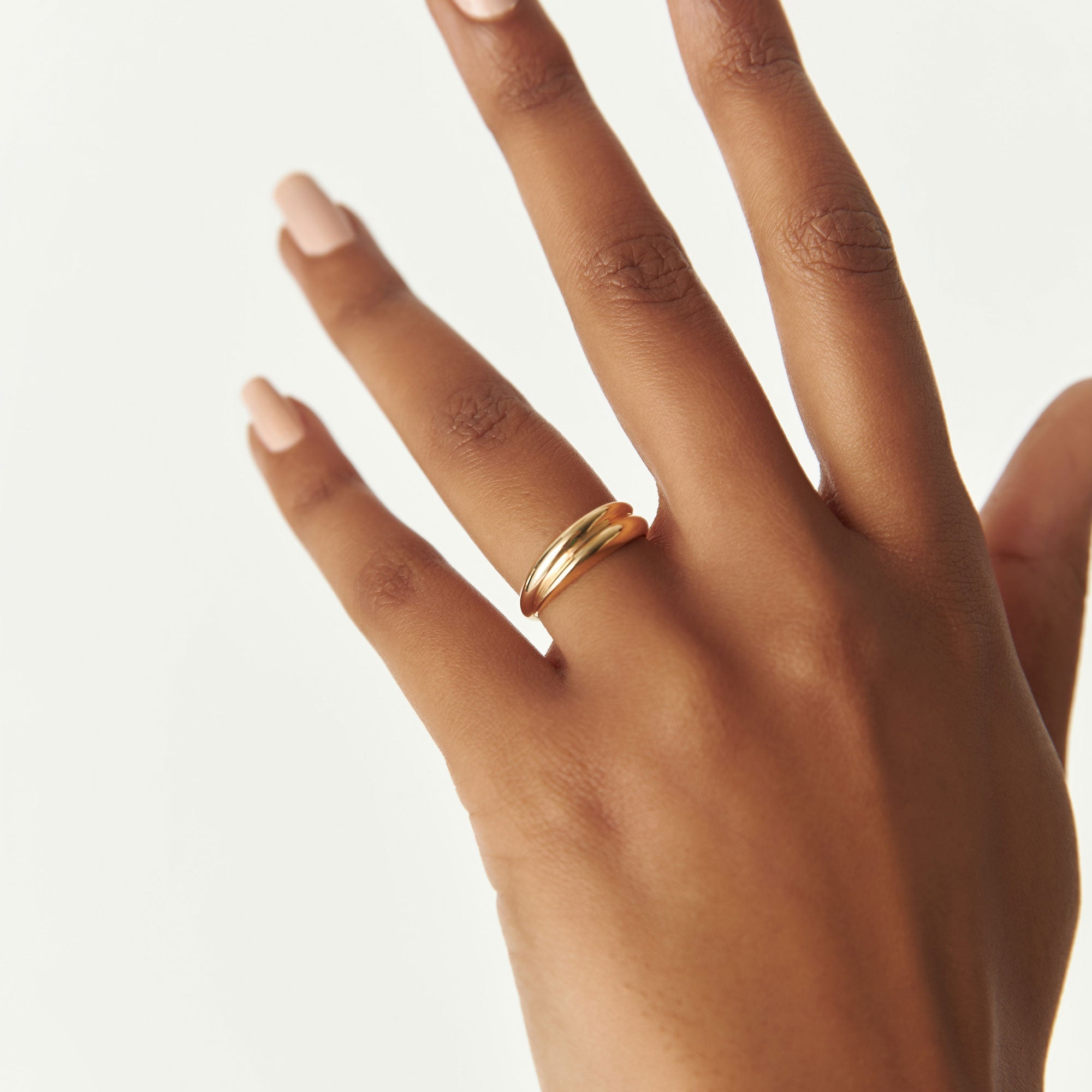 14k Dome Dual Band Stackable Statement Ring - GeumJewels