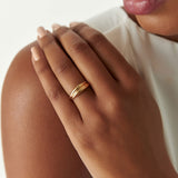 14k Dome Dual Band Stackable Statement Ring - GeumJewels