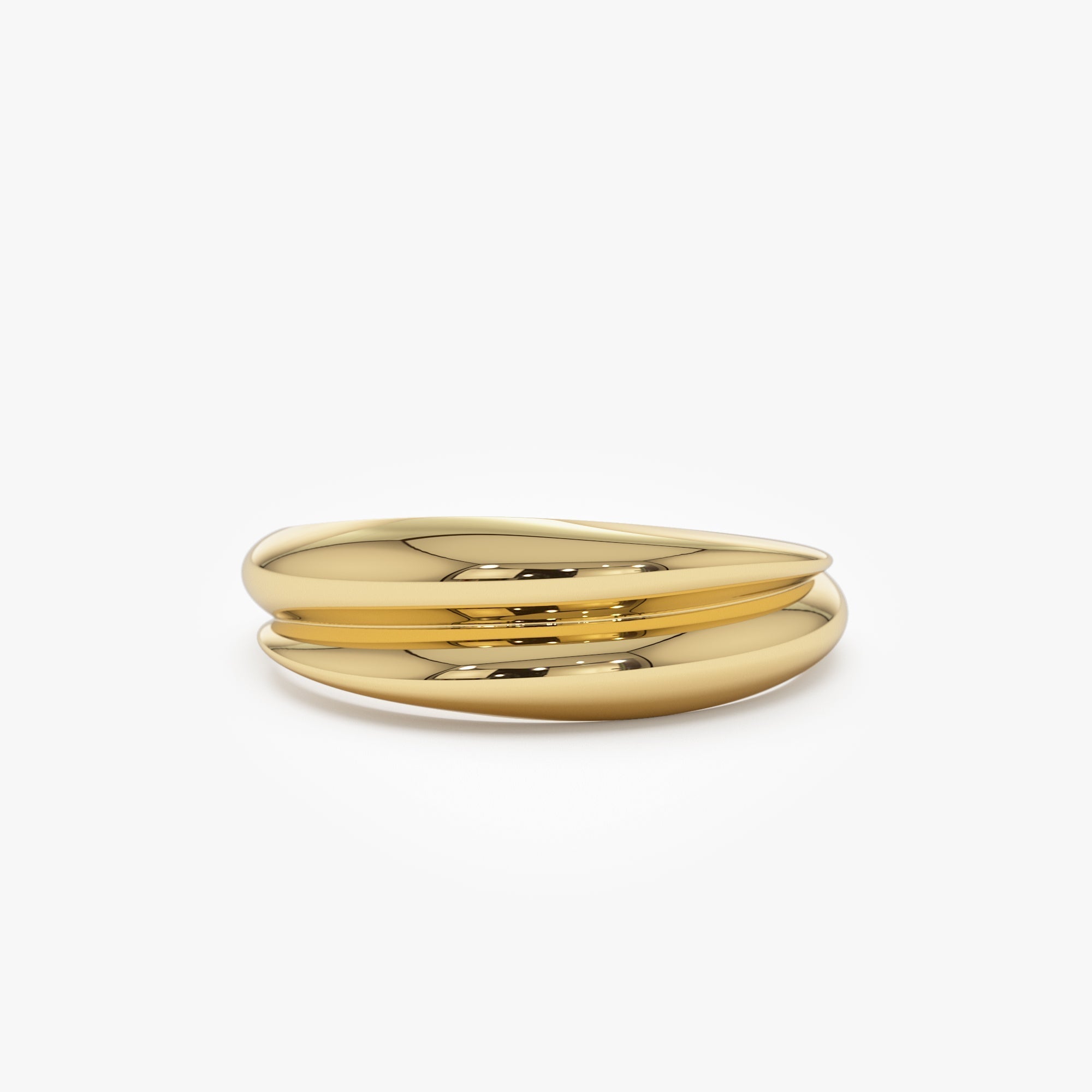 14k Dome Dual Band Stackable Statement Ring - GeumJewels