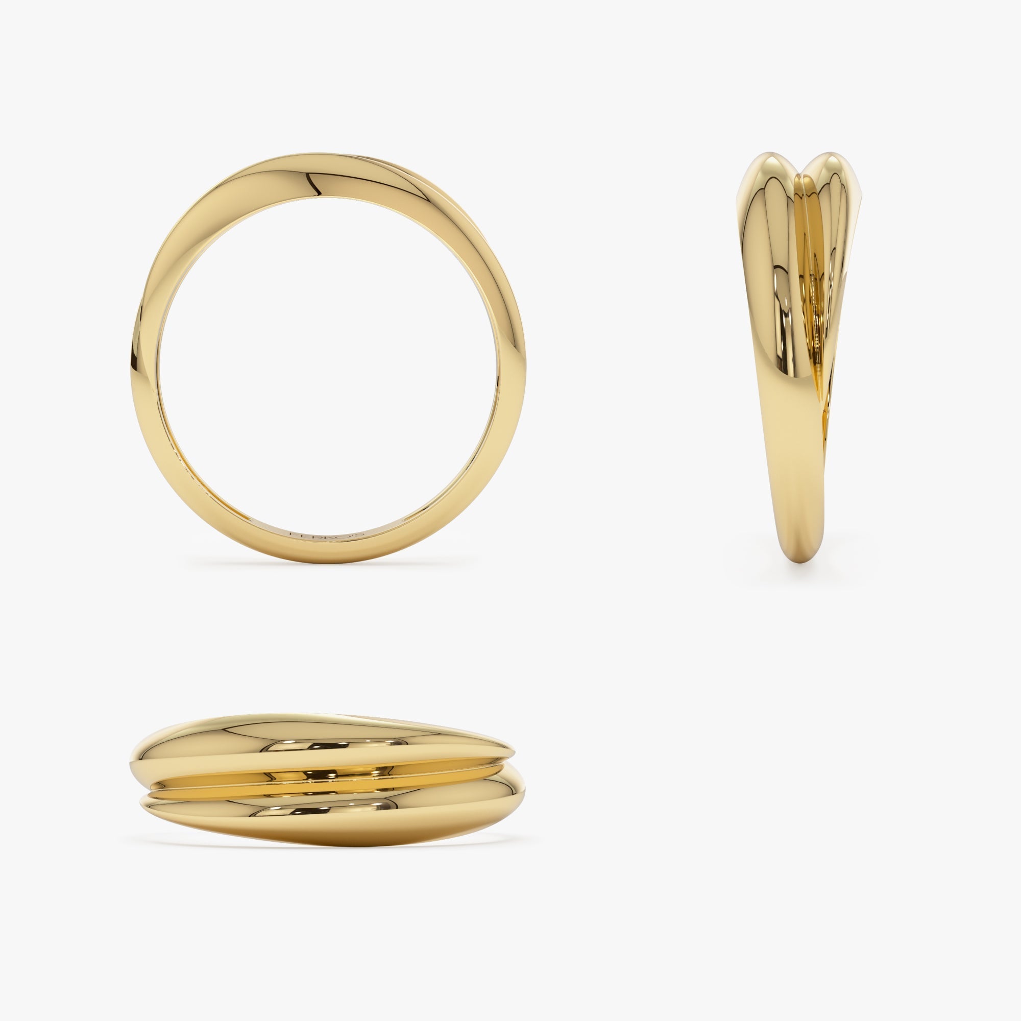 14k Dome Dual Band Stackable Statement Ring - GeumJewels